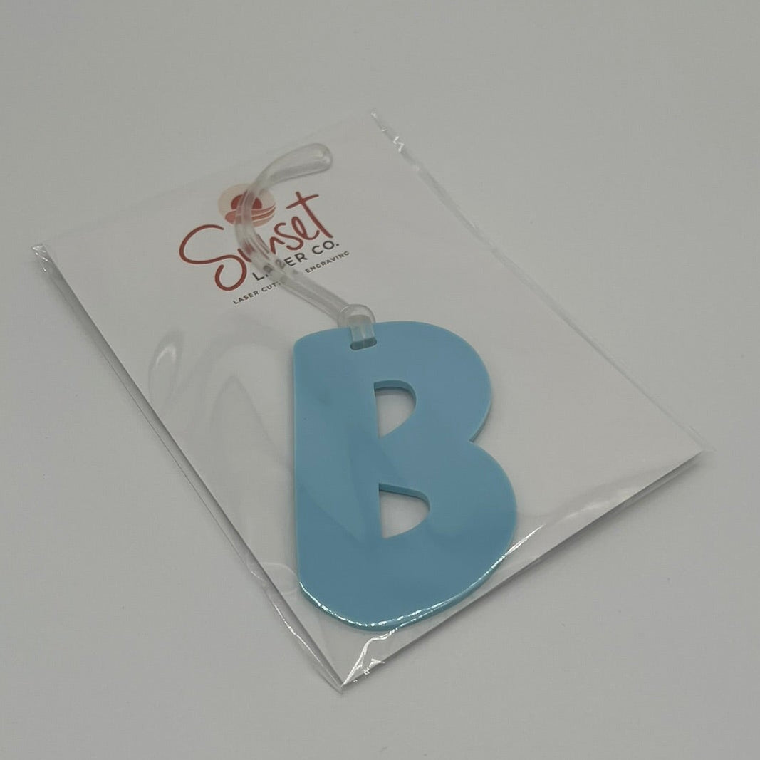 acrylic Letter bag tag letter B in pastel cloud acrylic