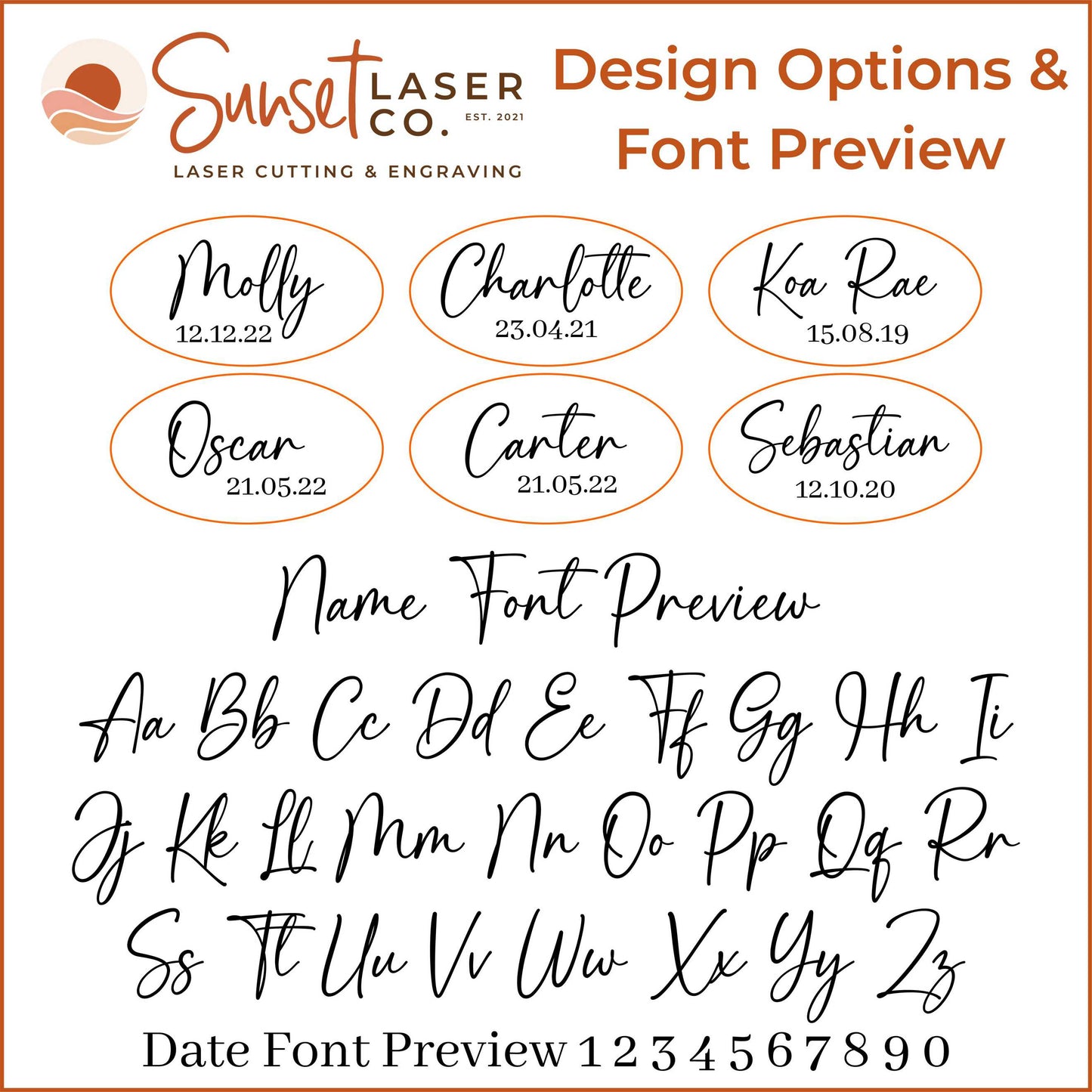 Personalised Baby Brush Set font options