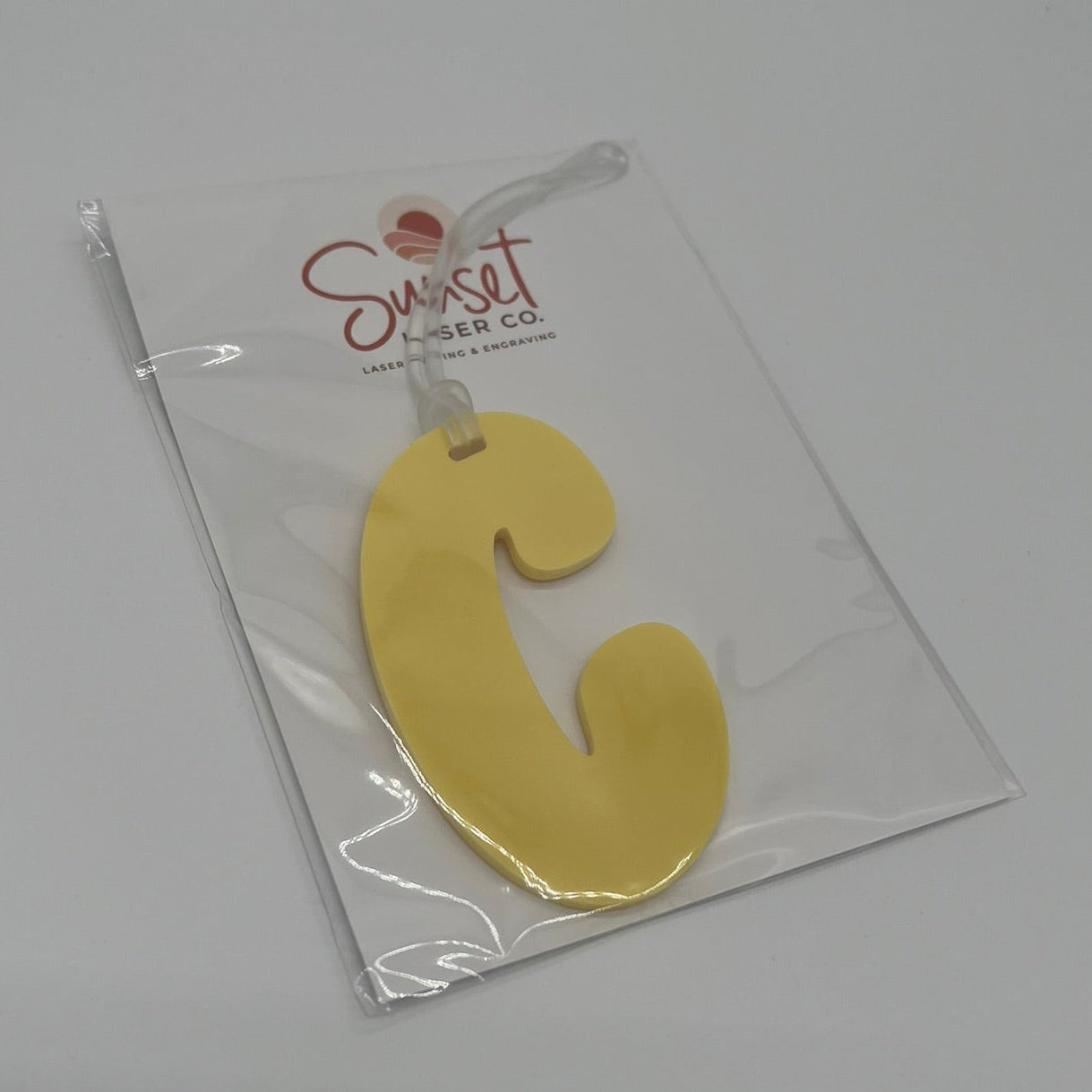 Pastel Lemon Yellow Acrylic Bag Tag Letter C