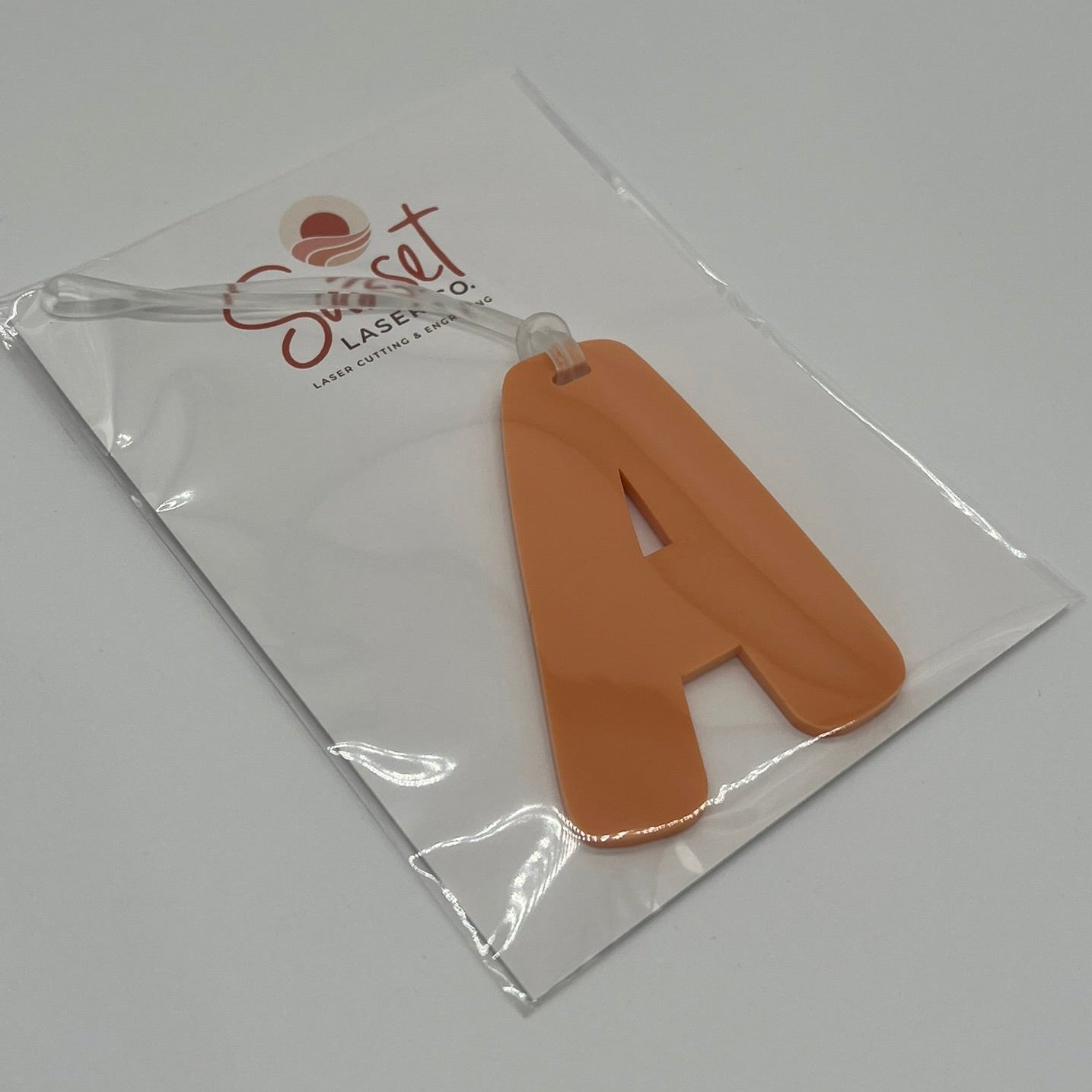 Letter A Orange Bag Tag