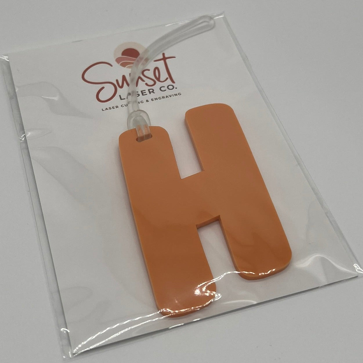Orange Letter H Bag Tag