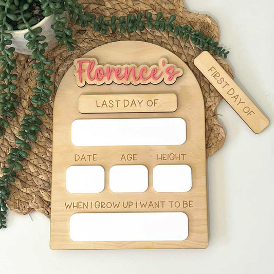 Personalised First & Last Day Of School Board - Script