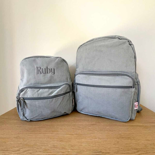 Personalised Corduroy Backpack - Large Blue