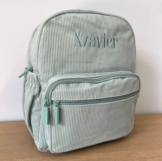 Personalised Corduroy Backpack - Small Green