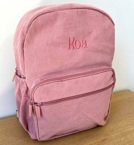Personalised Corduroy Backpack - Large Pink