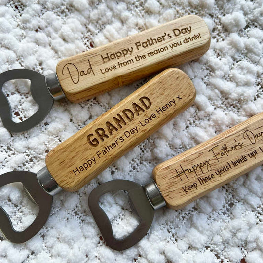 Personalised Wooden Bottle Opener for Father's Day Gift