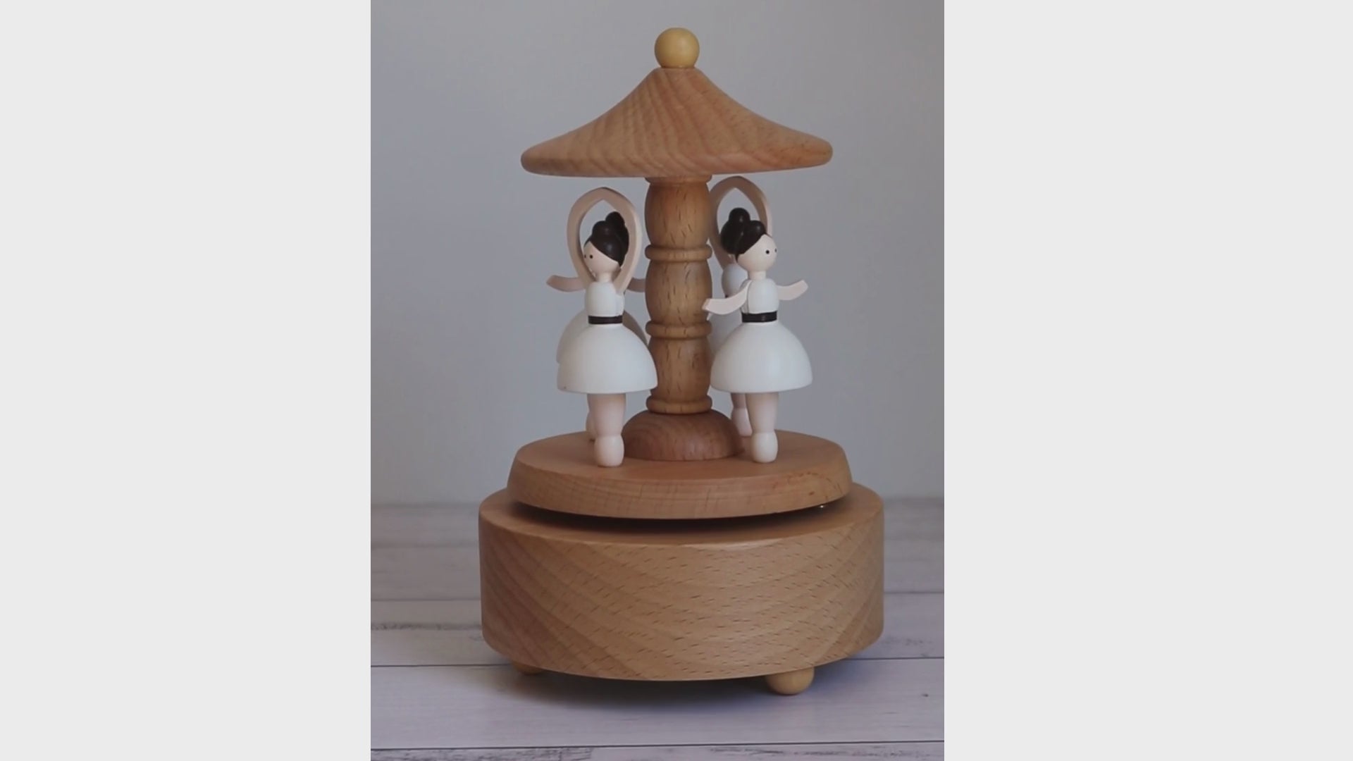 Video of Wooden Ballerina Musical Carousel Spinning