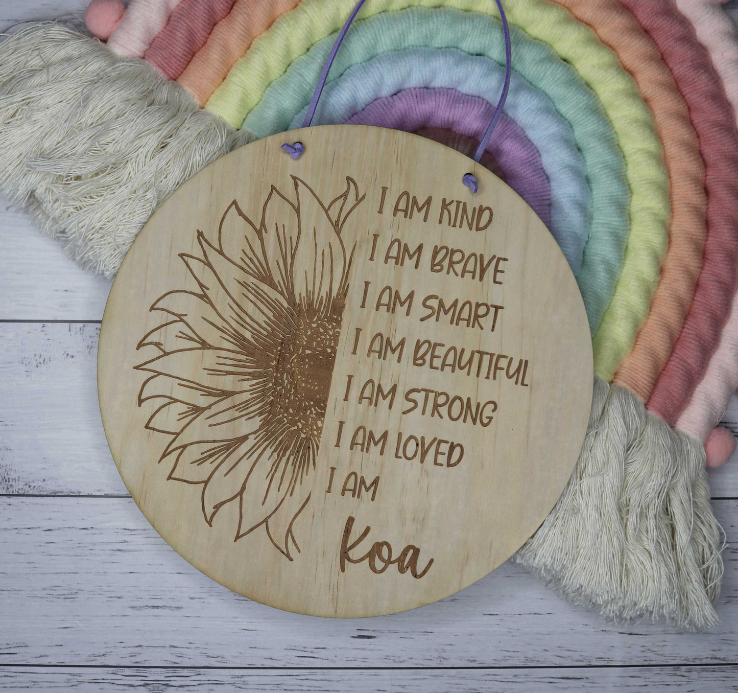 Close-up of engraved positive affirmations