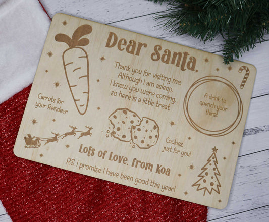 Engraved wooden Santa board with child’s name
