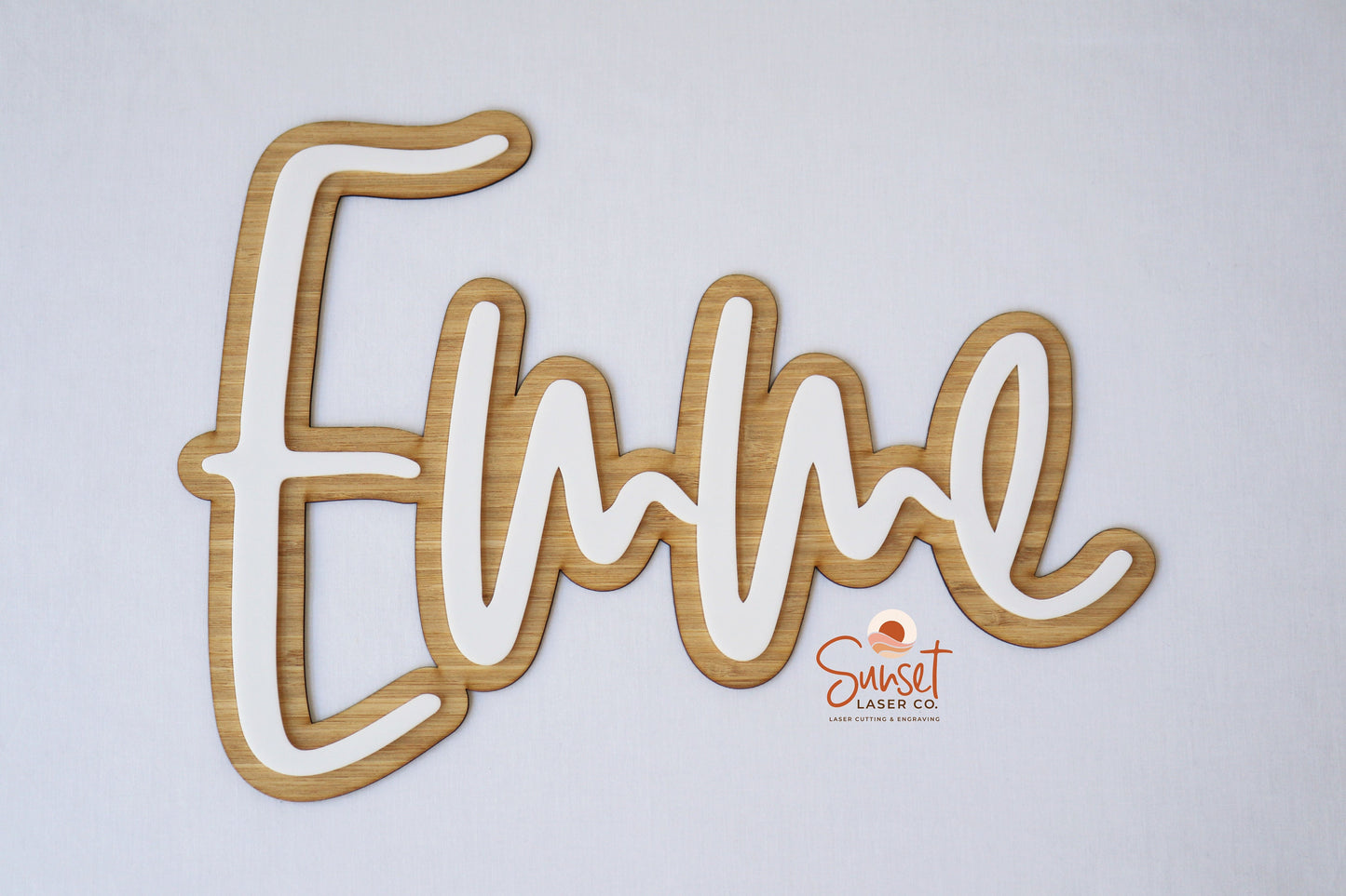Kids bedroom name plaque with bamboo and acrylic