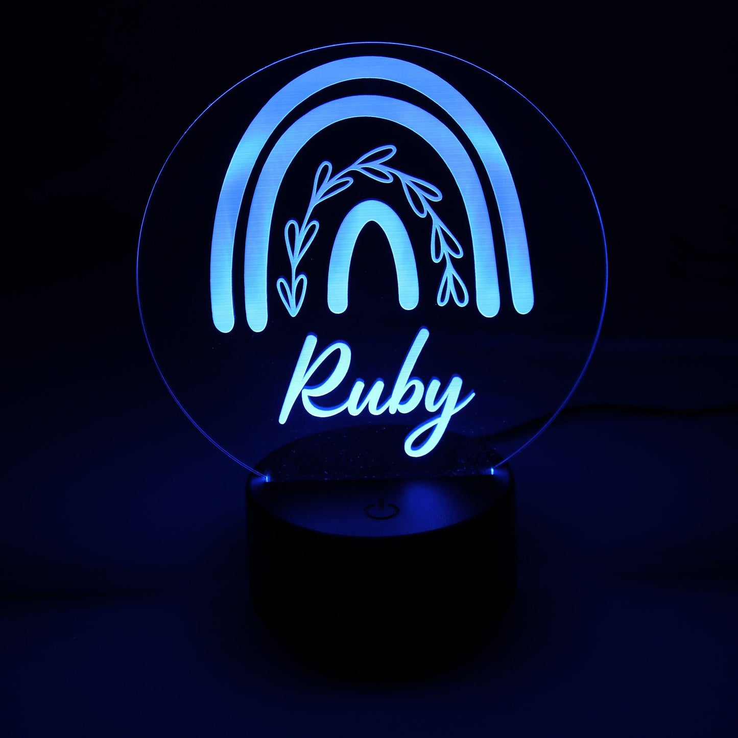 bright blue Personalised Night Light - Rainbow design