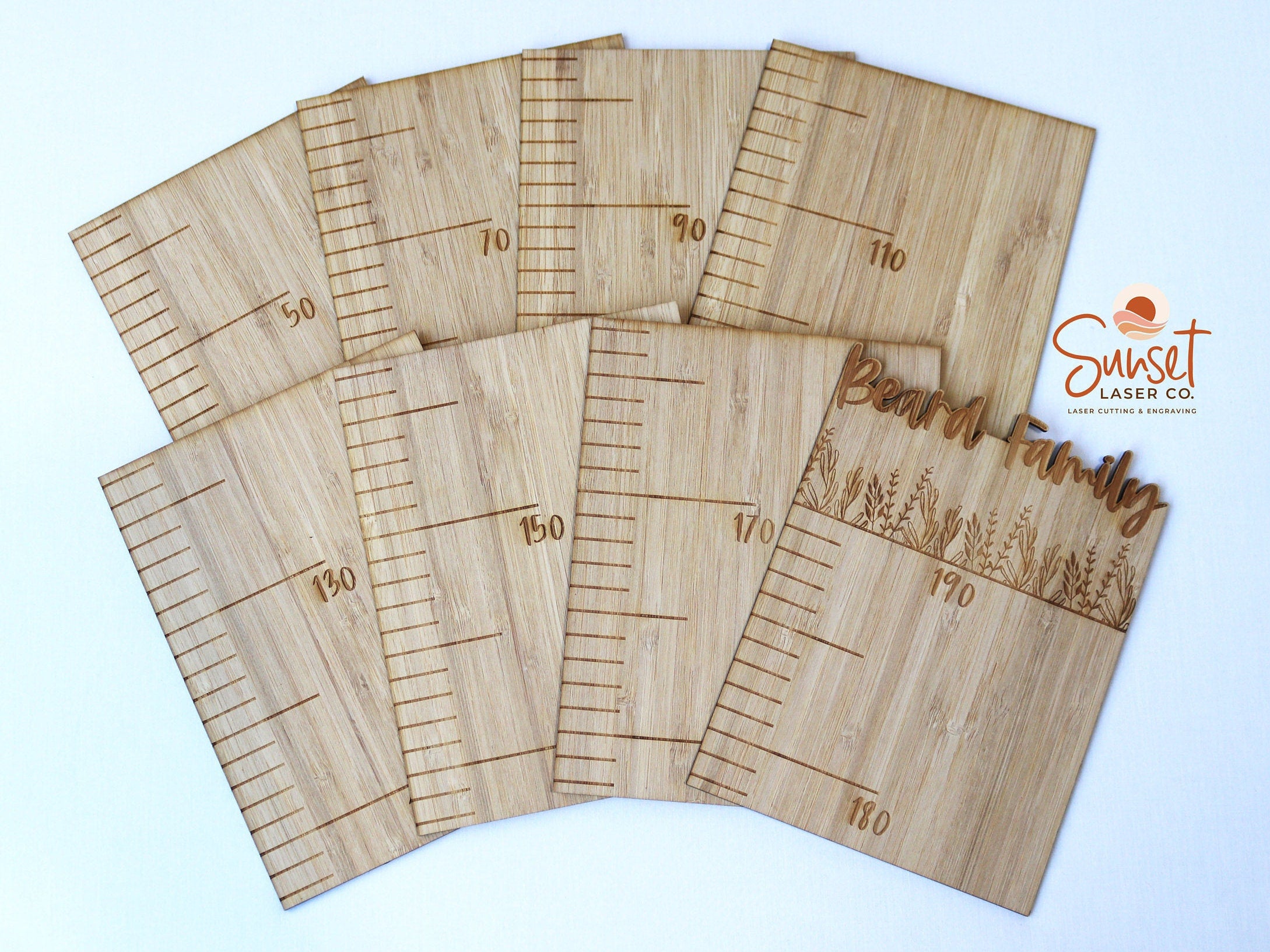 Personalised Bamboo Height Chart Sunset Laser Co
