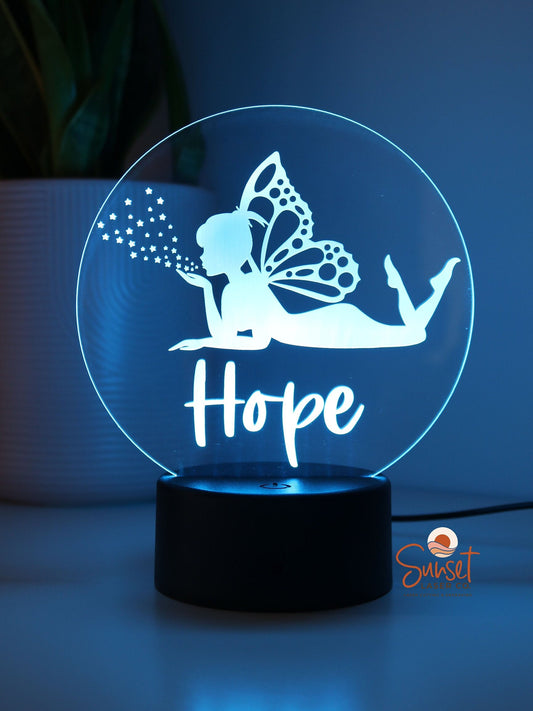 Personalised Night Light - Fairy design in blue