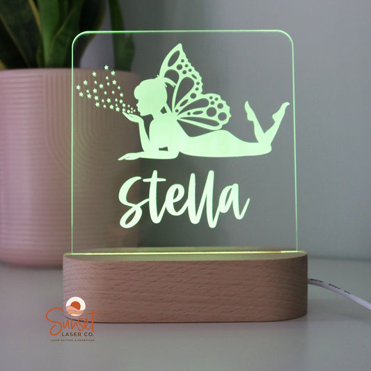 Wooden Personalised Night Light - Fairy Light