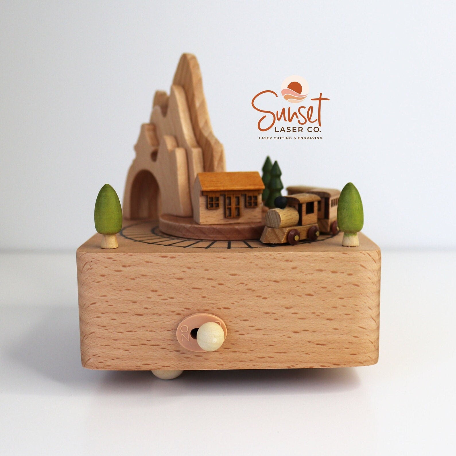 Personalised Wooden Musical Carousel - Train