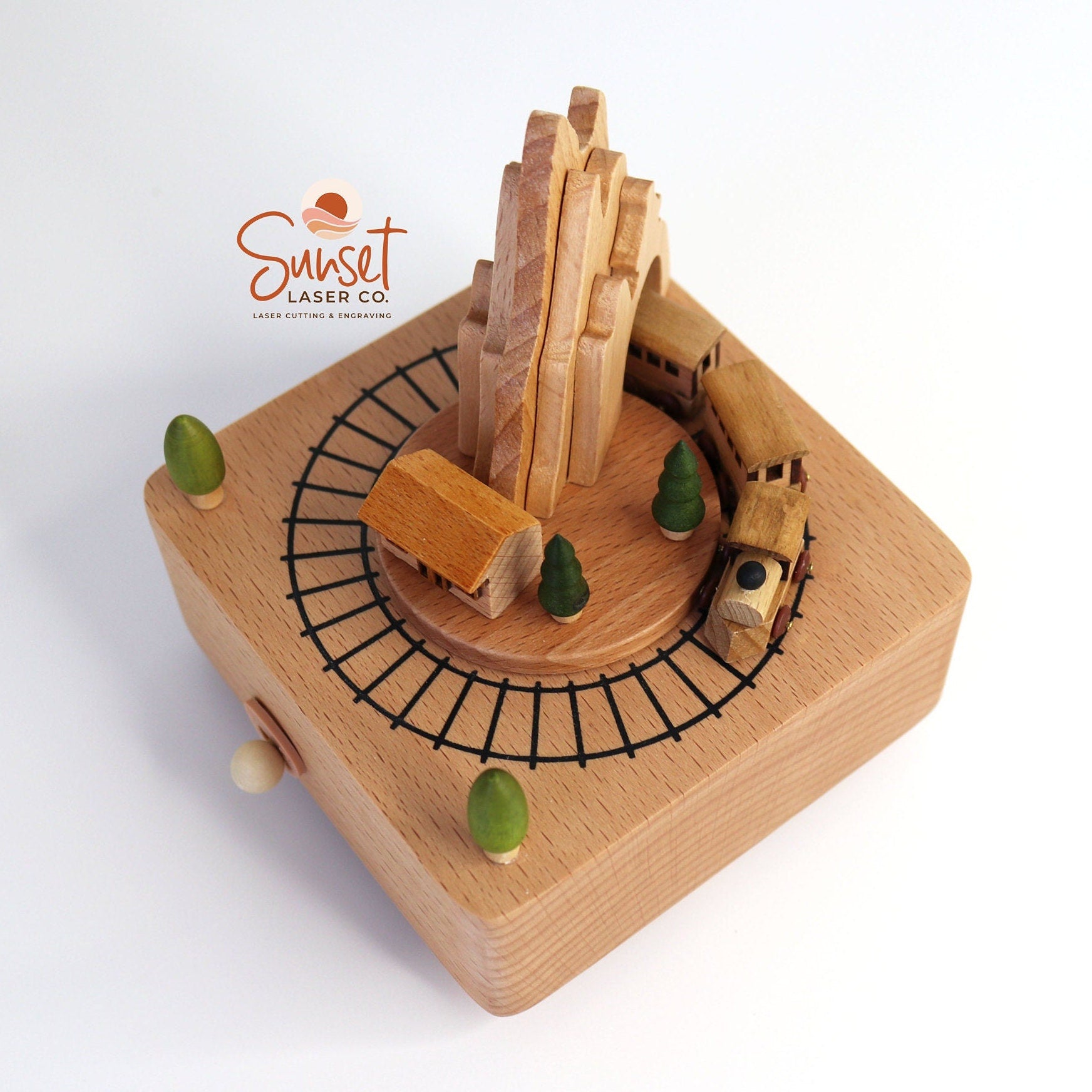 Personalised Wooden Musical Carousel - Train