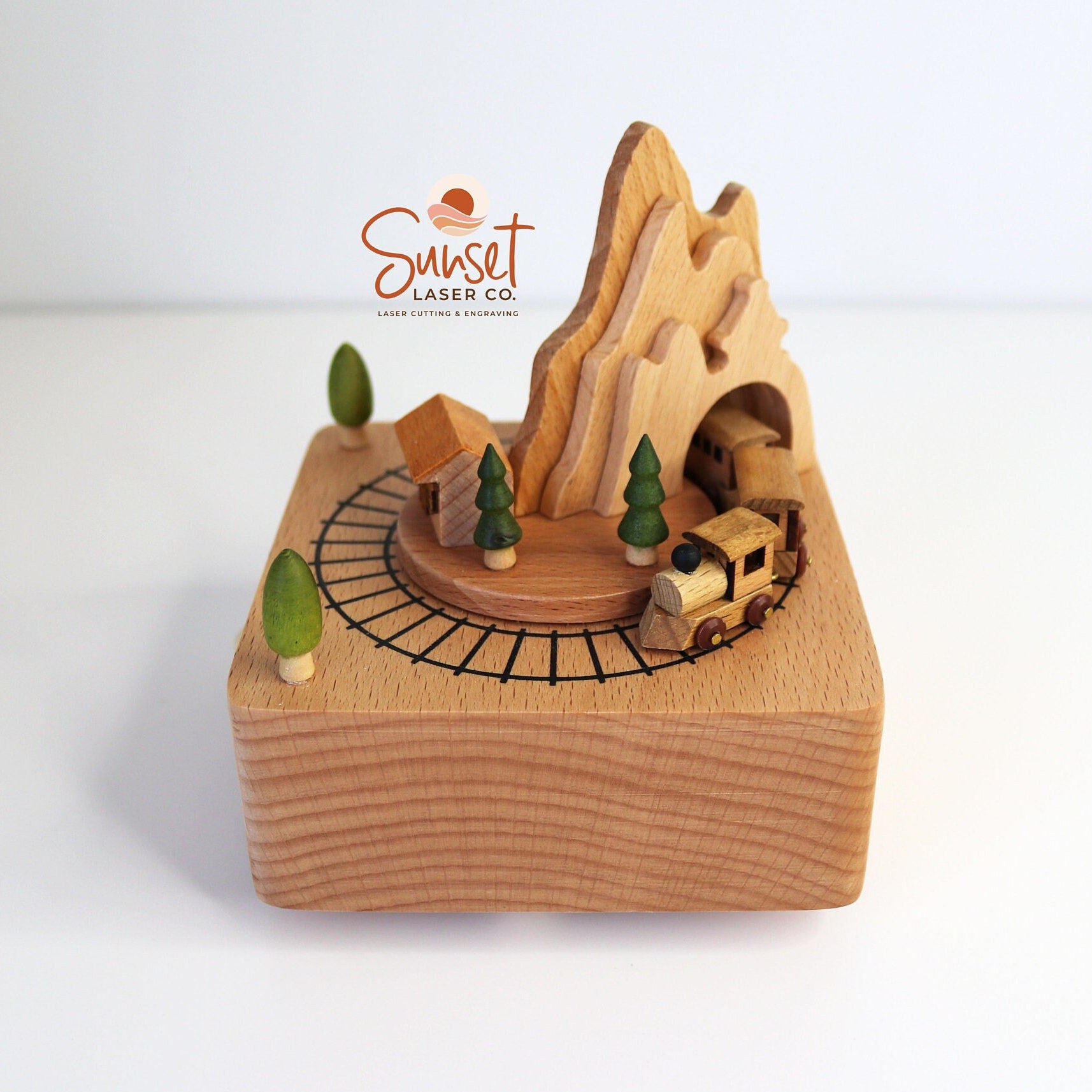 Personalised Wooden Musical Carousel - Train