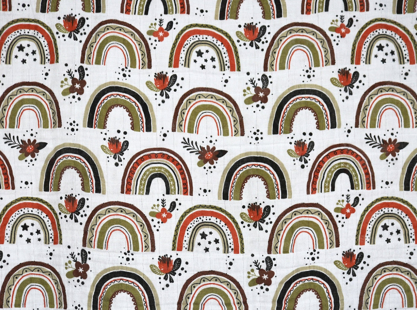 100% Cotton Baby Swaddle Wrap - Boho Floral Rainbows