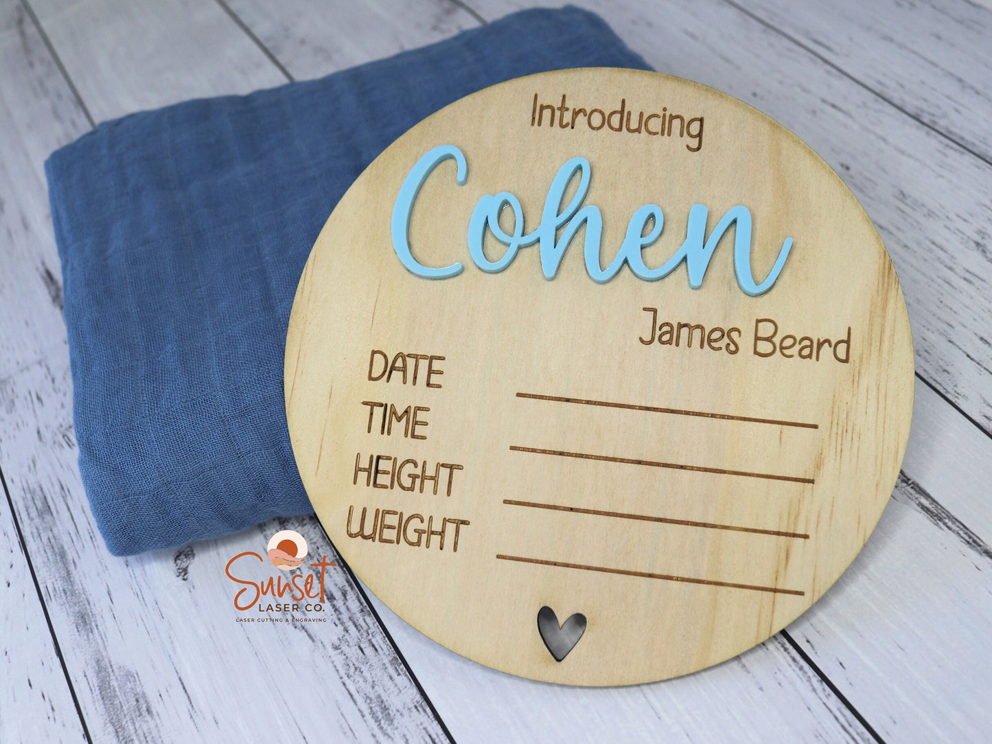 Baby announcement plaque with acrylic first name