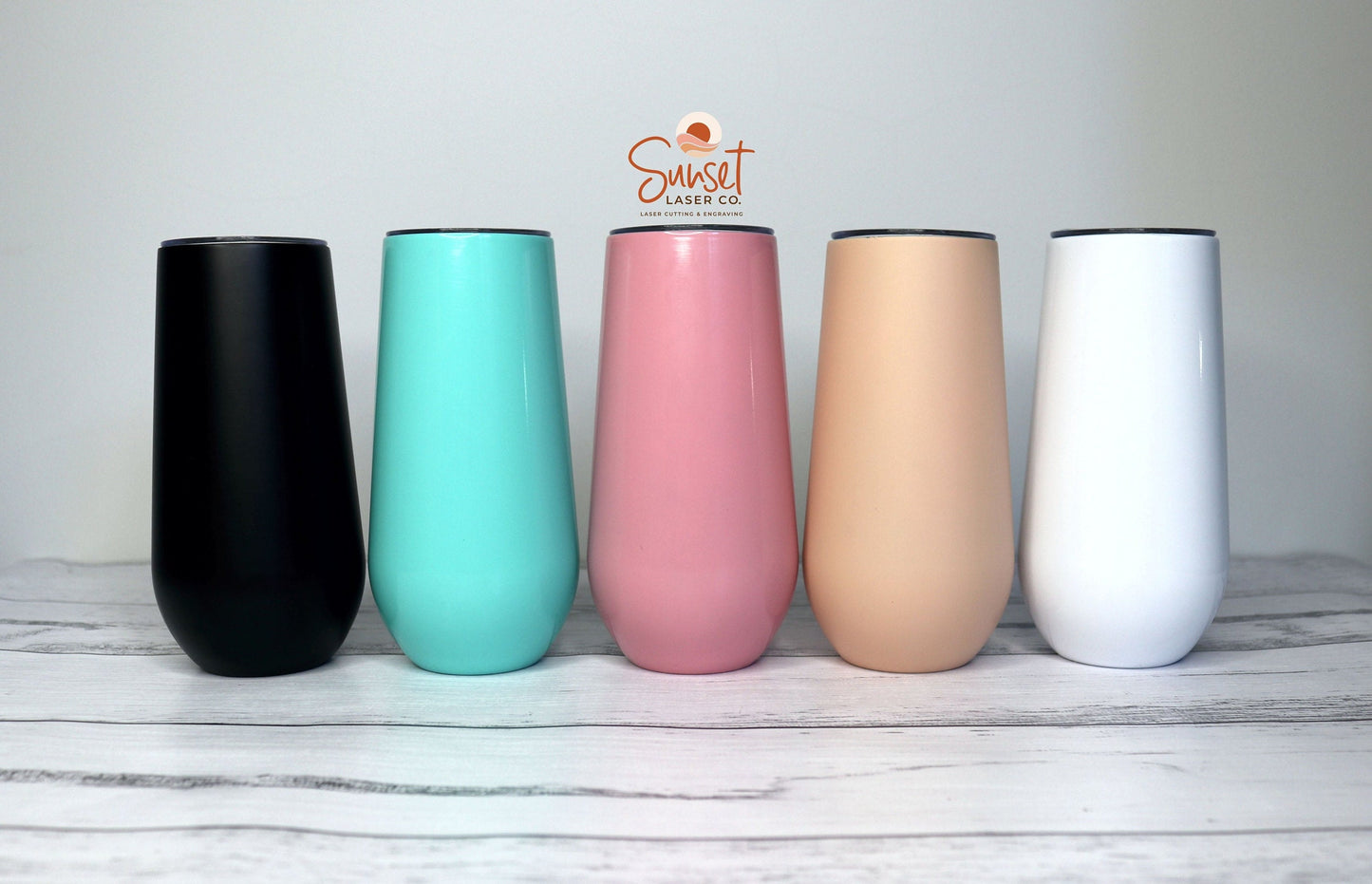 Personalised 6oz Champagne Tumbler - available in 5 colours