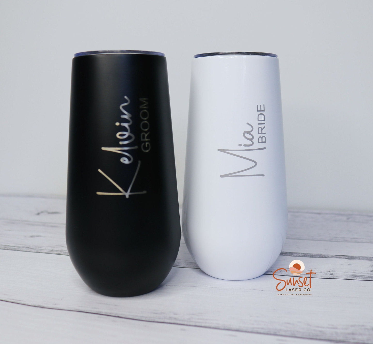 Insulated champagne tumbler with name – bridal party gift idea