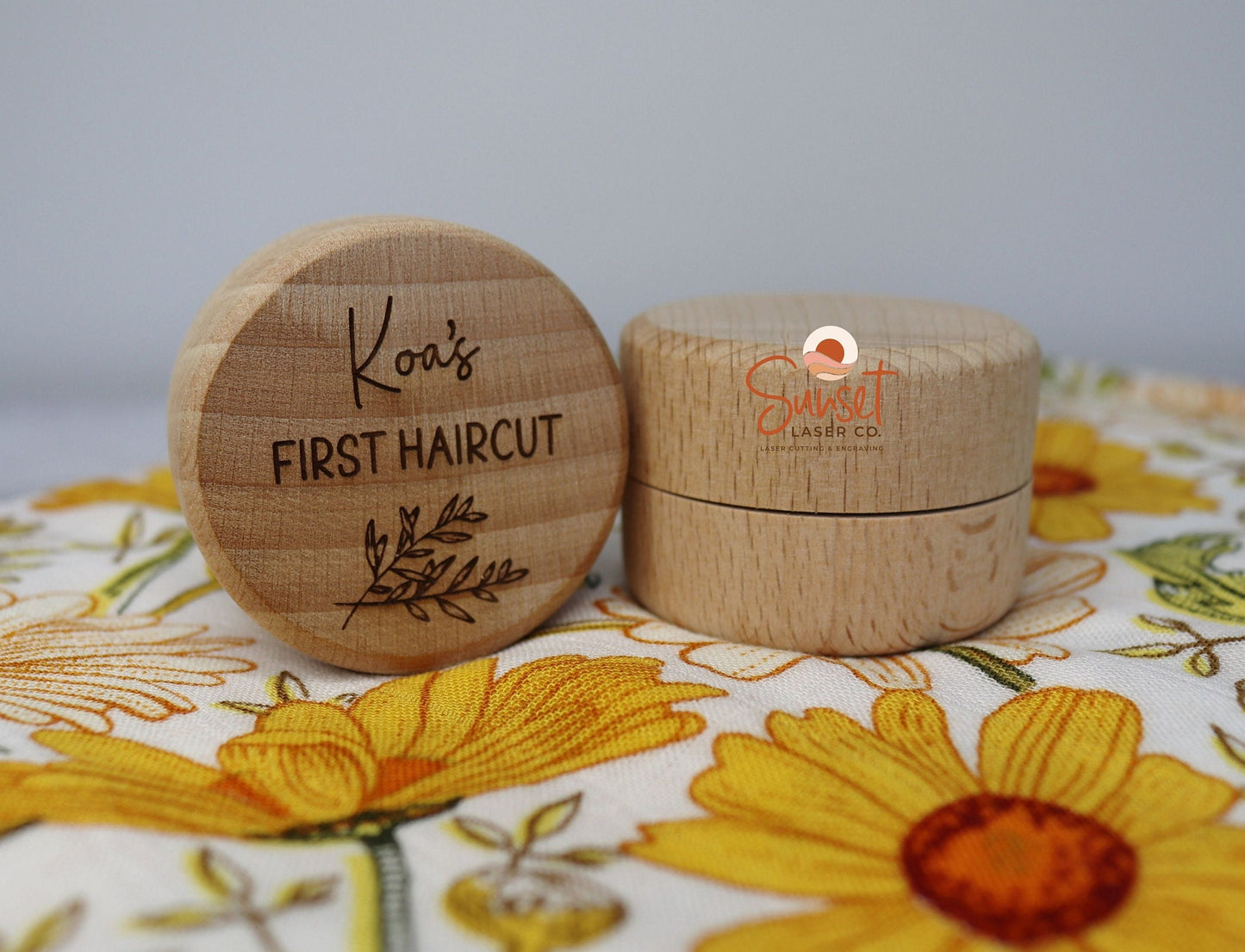 Personalised First Haircut Keepsake Box with side view