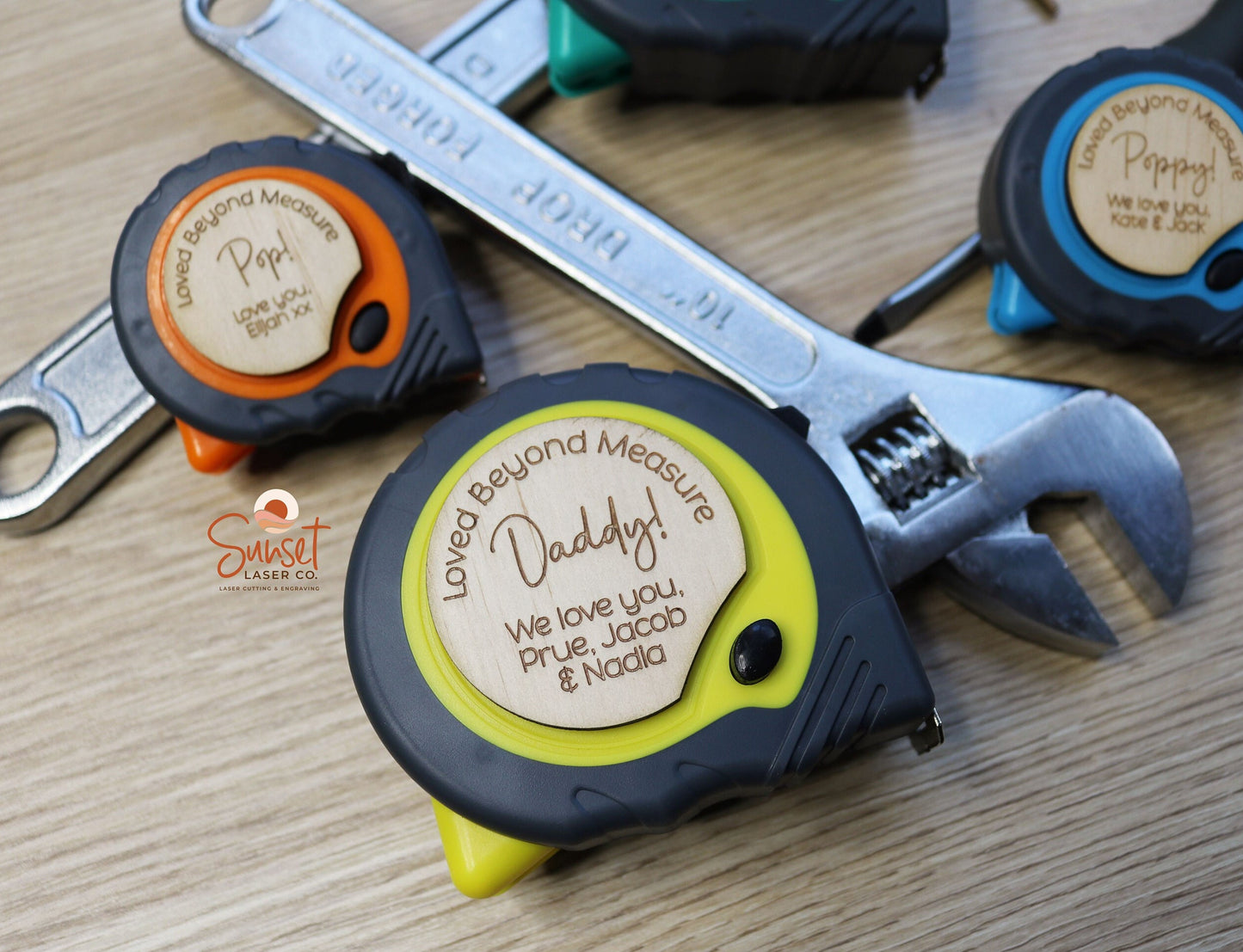 Father’s Day gift idea – personalised tool with engraved wood front