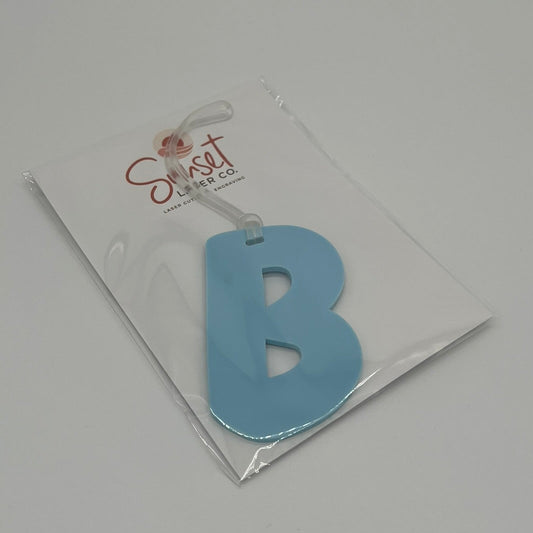 acrylic Letter bag tag letter B in pastel cloud acrylic