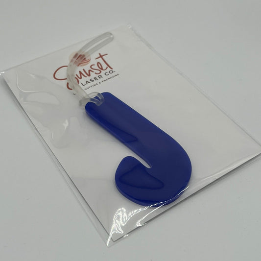Blue Letter J Bag Tag