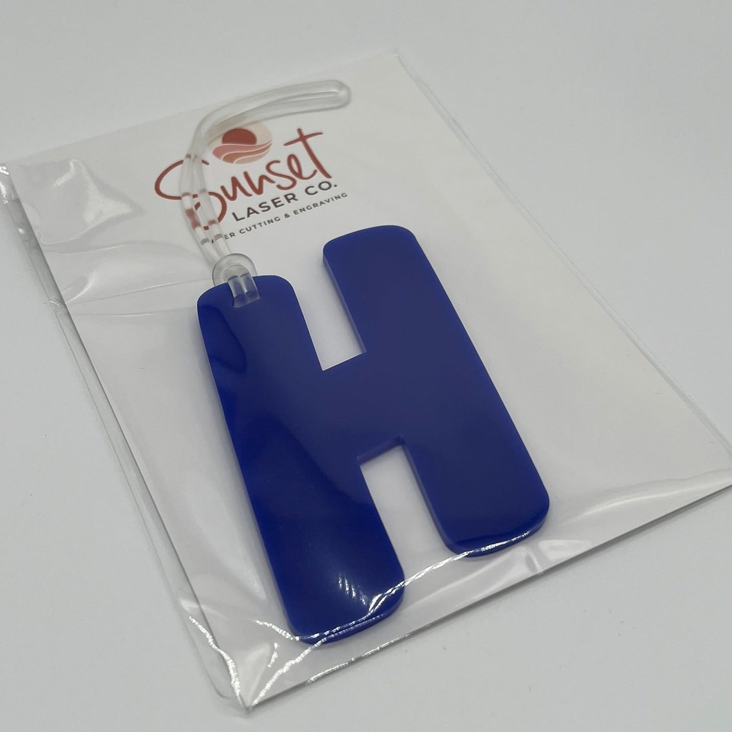 Blue Letter H Bag Tag