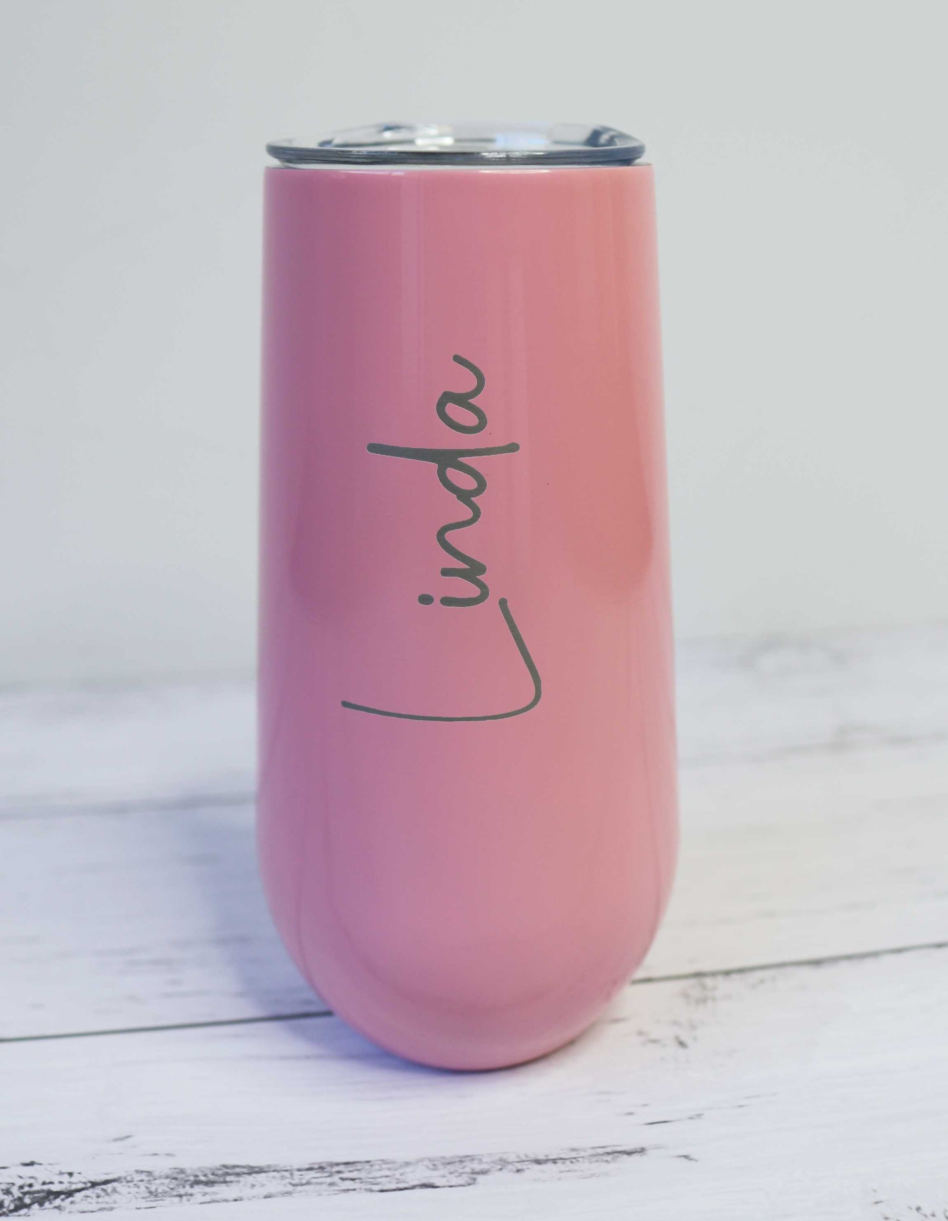 Personalised 6oz Champagne Tumbler Gloss Pink