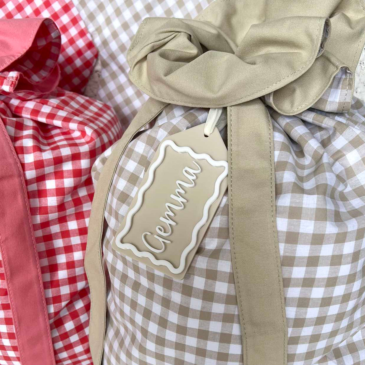 Beige and White Acrylic Christmas Gift Tag