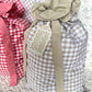 Gingham Santa Sack with Custom Name Tag