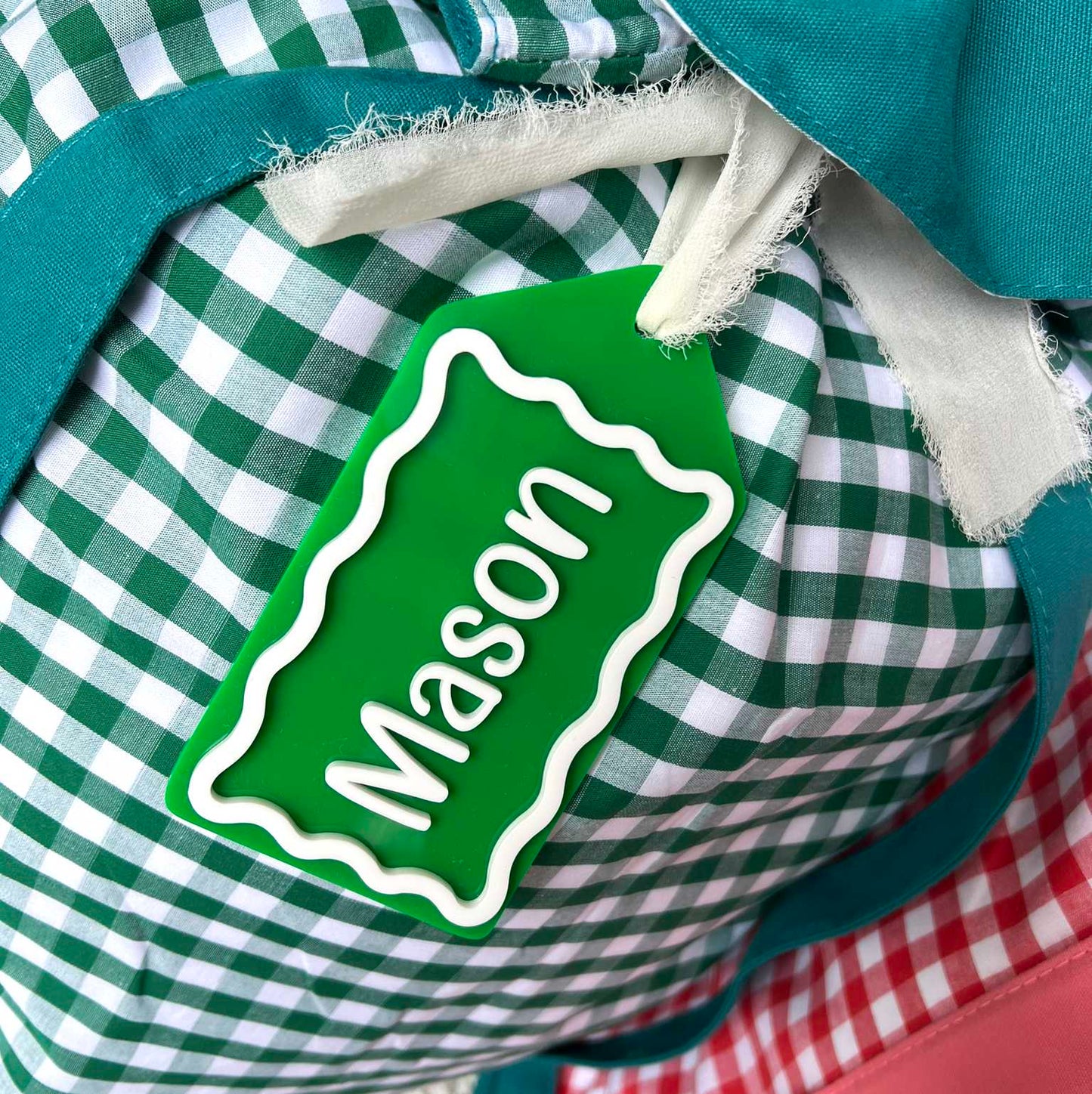 Green and White Personalised Acrylic Gift Tag