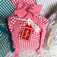 Gingham Santa Sack with Custom Name Tag