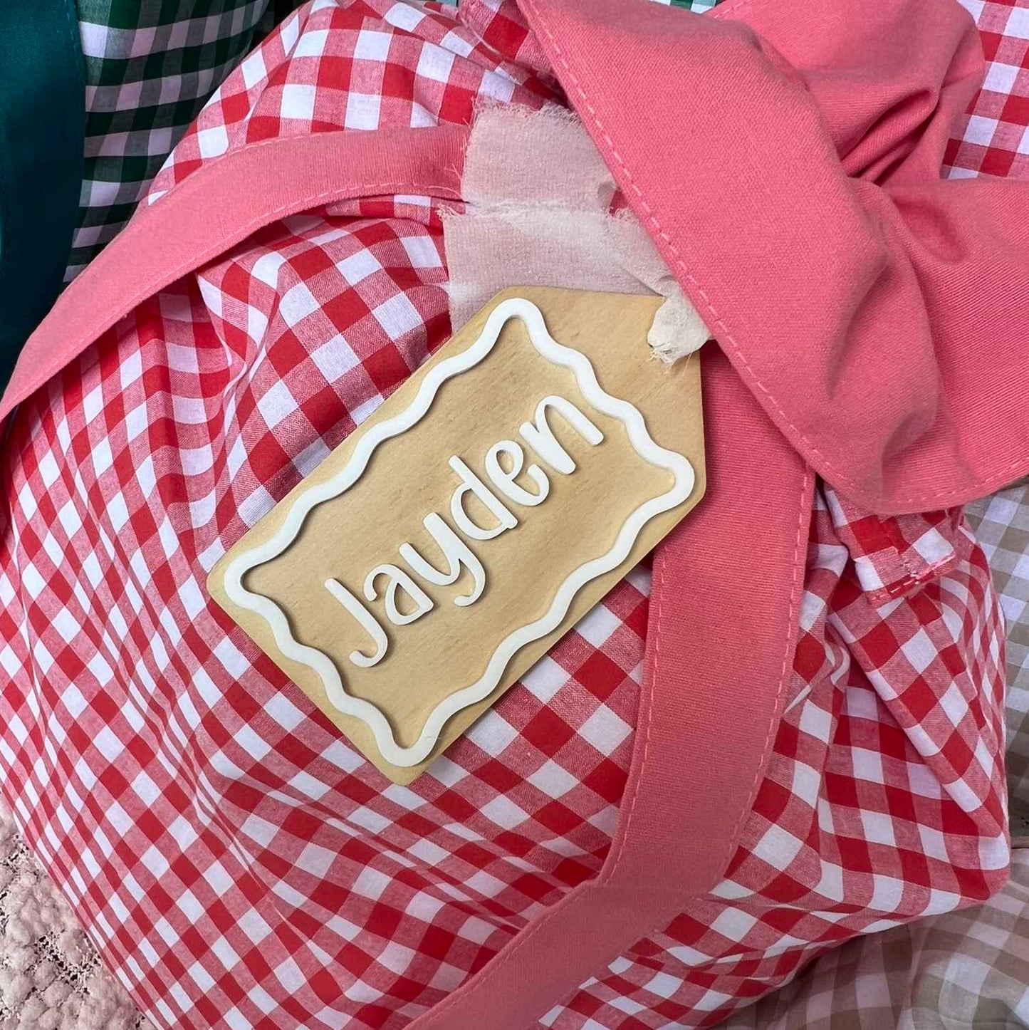 Plywood and White Acrylic Gift Tag