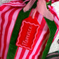 Pink and Red Candy Cane Stripe Christmas Santa Sack with Matching Custom Pink and Red Gift Tag