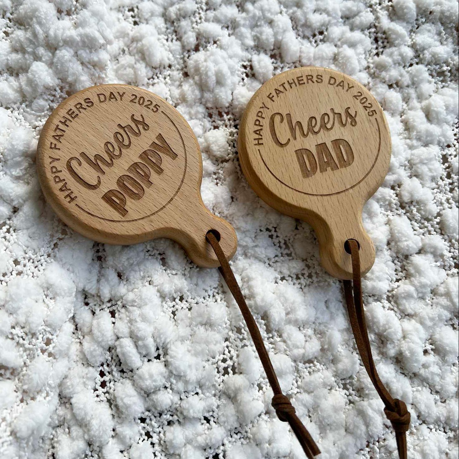 Cheers Dad or Cheers Poppy Personalised Fathers Day Wooden Magnet Bottle Opener
