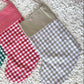Beige Gingham Christmas Stocking with Beige Solid Colour Cuff