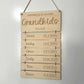 Wooden Grandparents Wall Hanging with Grandkids names and birthdays
