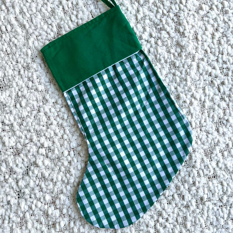 Green Gingham Christmas Stocking