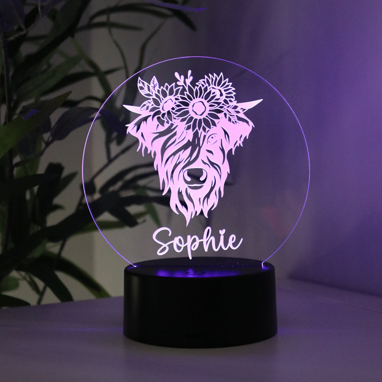 Personalised Night Light - Highland Cow