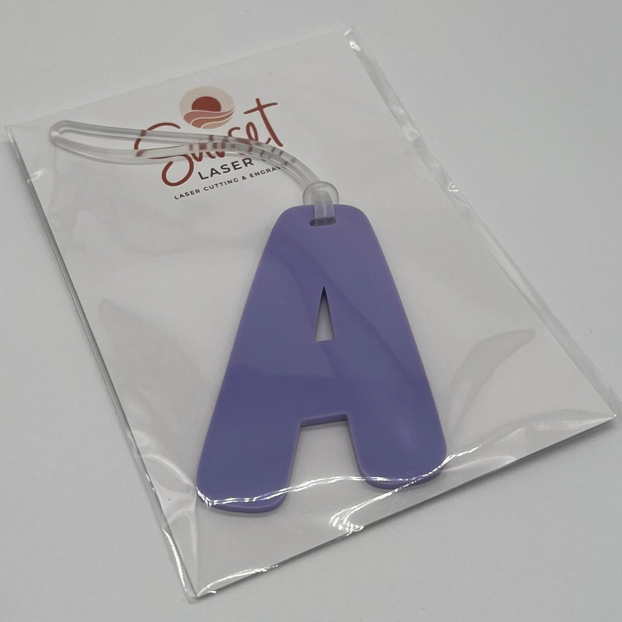 Purple Letter A Bag Tag