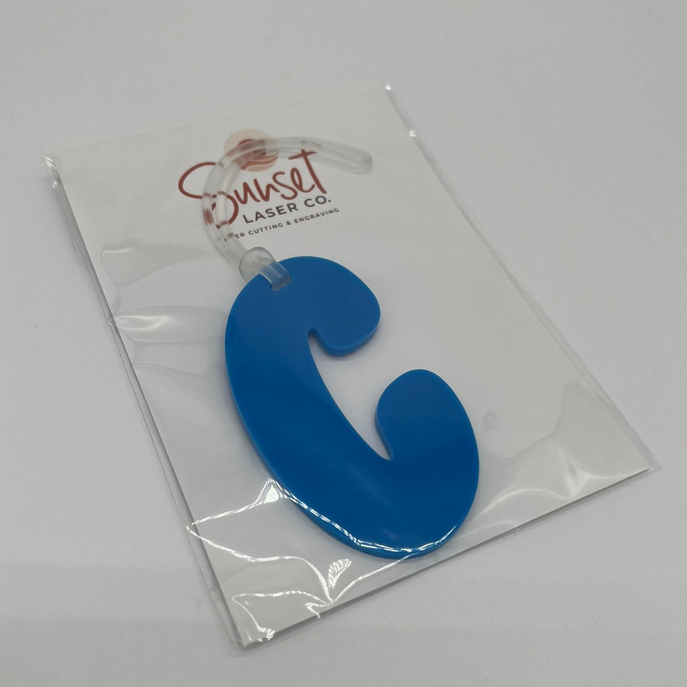 Acrylic Bag Tag Letter C Sky Blue