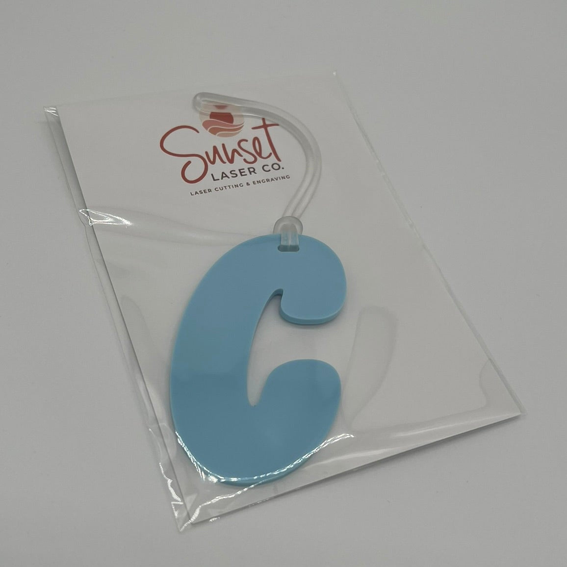 Letter C Bag Tag in Pastel Cloud Acrylic