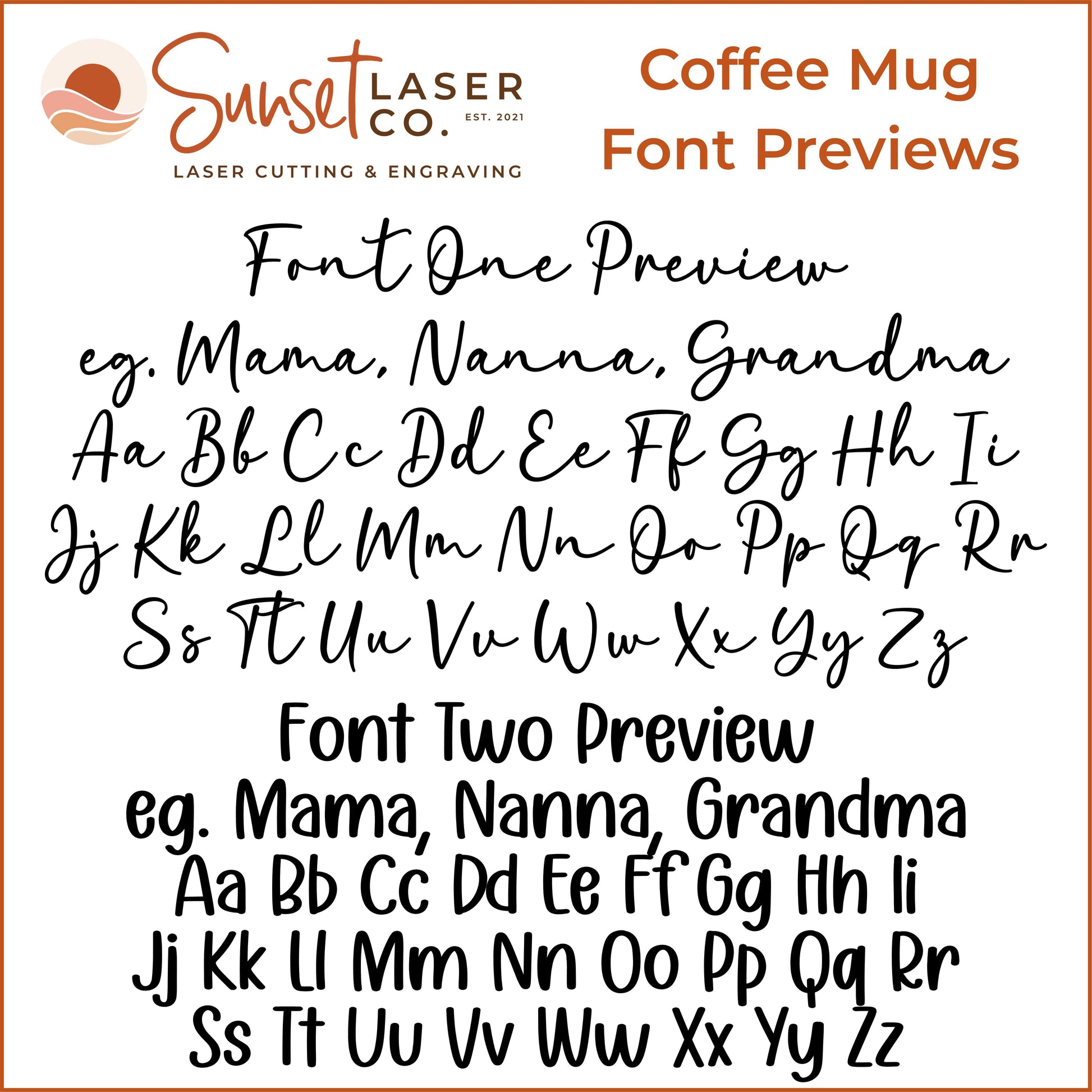 Preview of two available font options 