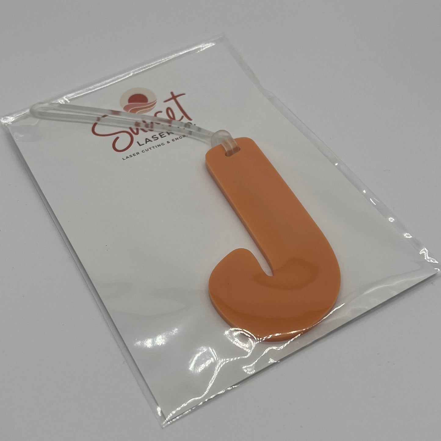 Orange Letter J Bag Tag