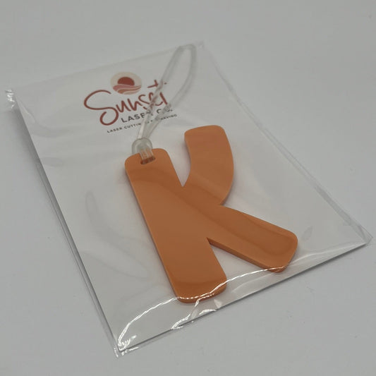 Orange Letter K Bag Tag