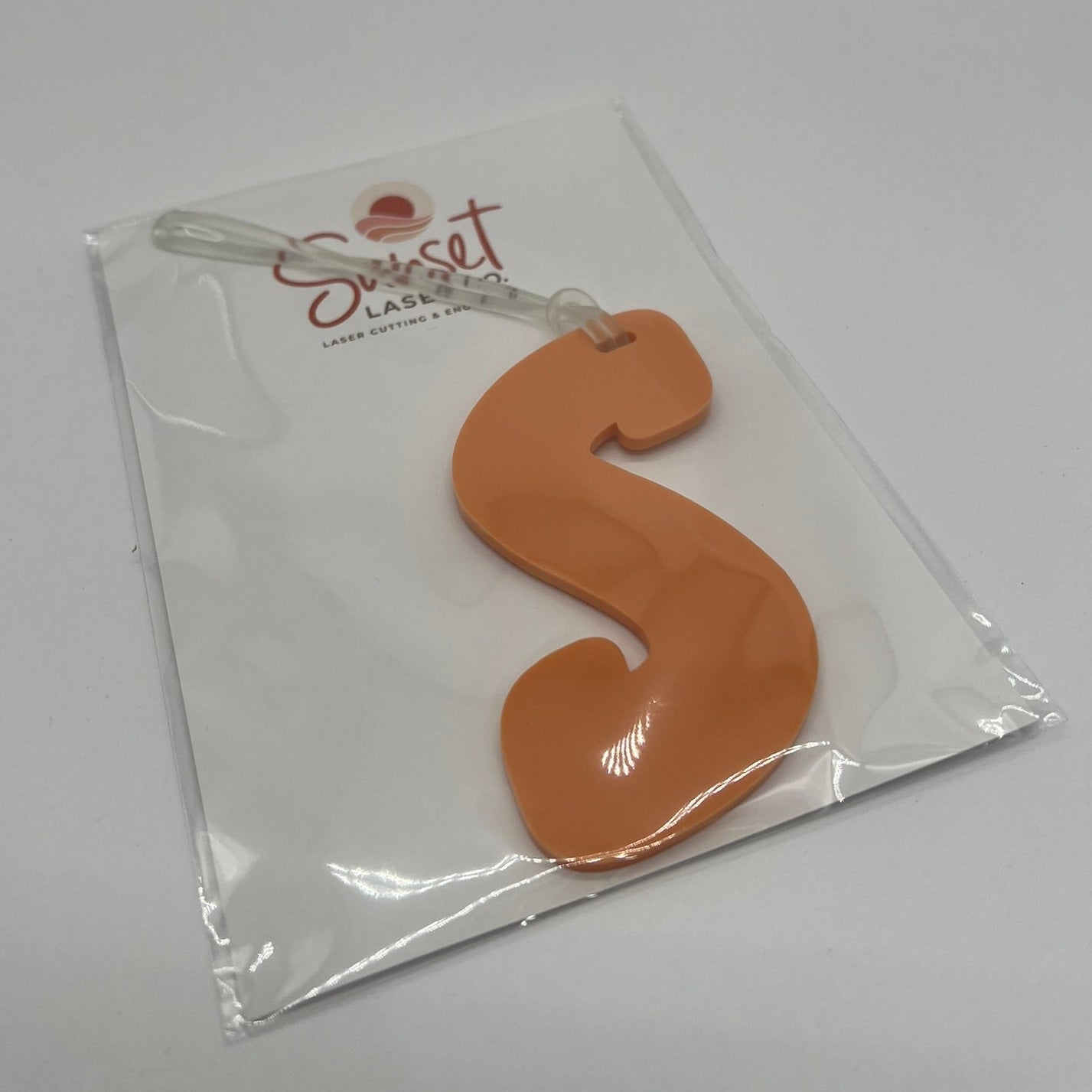 Orange Letter S Bag Tag
