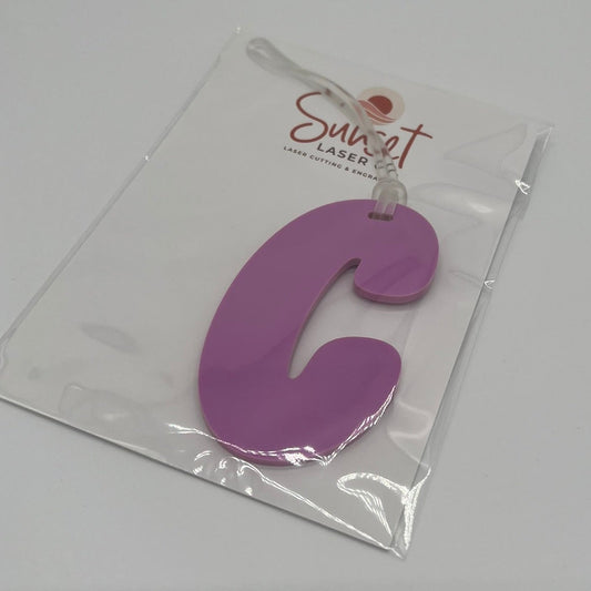 Acrylic letter bag tag in pastel candy
